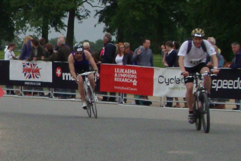 Two cyclists in a race